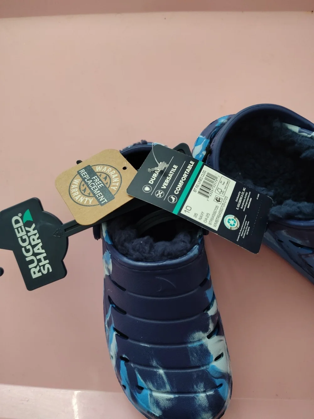 Rugged Shark Lined Clogs Boys Size 10 Blue  Slip On Shoes Sandals NWT MRSP 14.98